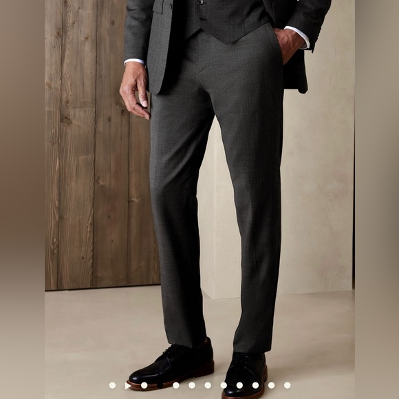 Banana Republic | Signature Italian Nailhead Suit Pants in Gray | 35R - Picture 1 of 5